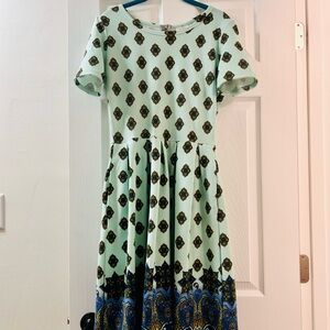 LuLaRoe Mint and Purple Patterned Dress